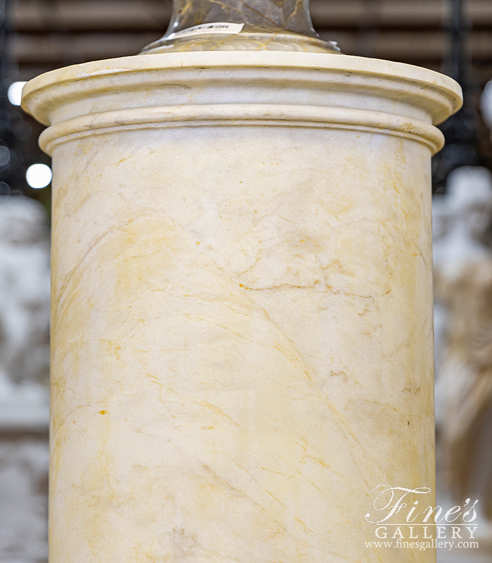 Marble Bases  - Oversized Pedestal In Antique White Marble - MBS-185